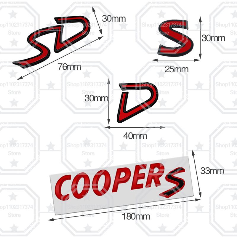 3D S SD Emblem Metal Car Side Badge Decoration Rear Trunk Sticker For Mini Cooper S R56 JCW Clubman Countryman R55 R56 R60 R61