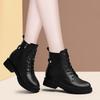 Small Size New Autumn and Winter Black Thick Soled Warm Short Boots with Fleece Windproof Anti Slip Versatile Motorcycle Boots