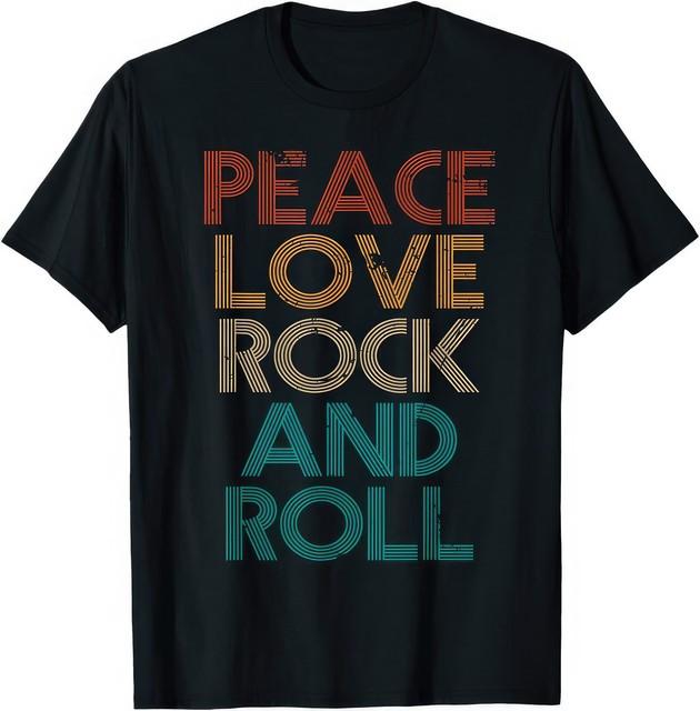 Peace Love Rock N Roll Vintage Band Concert Music Retro Graphic T Shirt XXXL