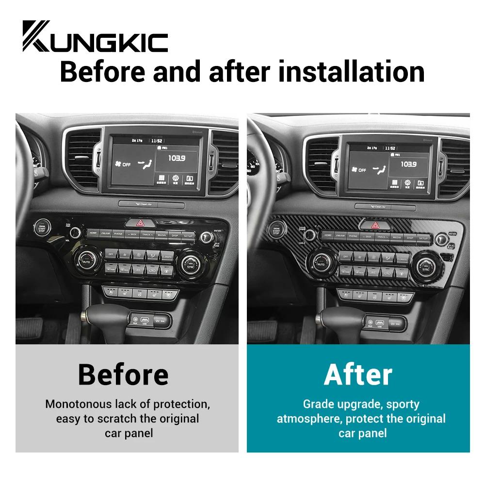 For Kia Sportage 2017 2018 2019 2020 2021 Real Soft Carbon Fiber Sticker LHD Car Central Control Button Panel Interior Trim