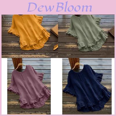 Ice Silk Blouse With Ruffle Sleeve For Casual Wear In Spring
