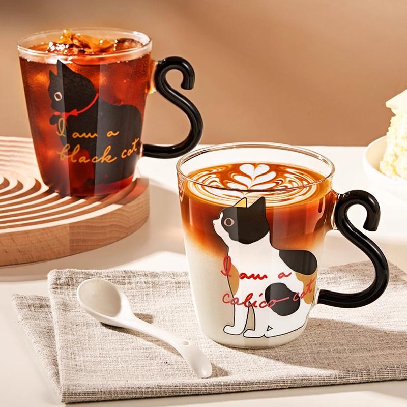 250ml Animal Shaped Glass Cup With Handle Cute Cappuccino Latte Coffee Mug Clear Milk Teacup Christmas Valentine's Day Gifts