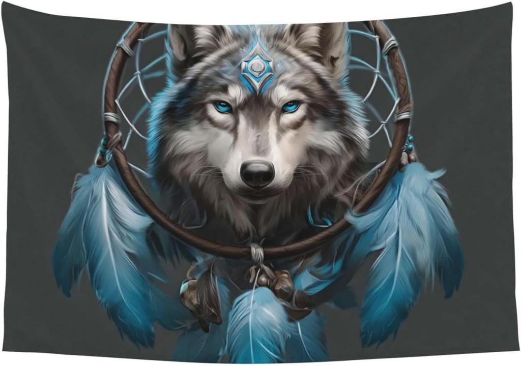 Hanging Living Room 3D Wolf Dream Catcher Tapestry Modern Wall Art Wall Blanket Aesthetic Tapestrys Indoor Outdoor Tapestries