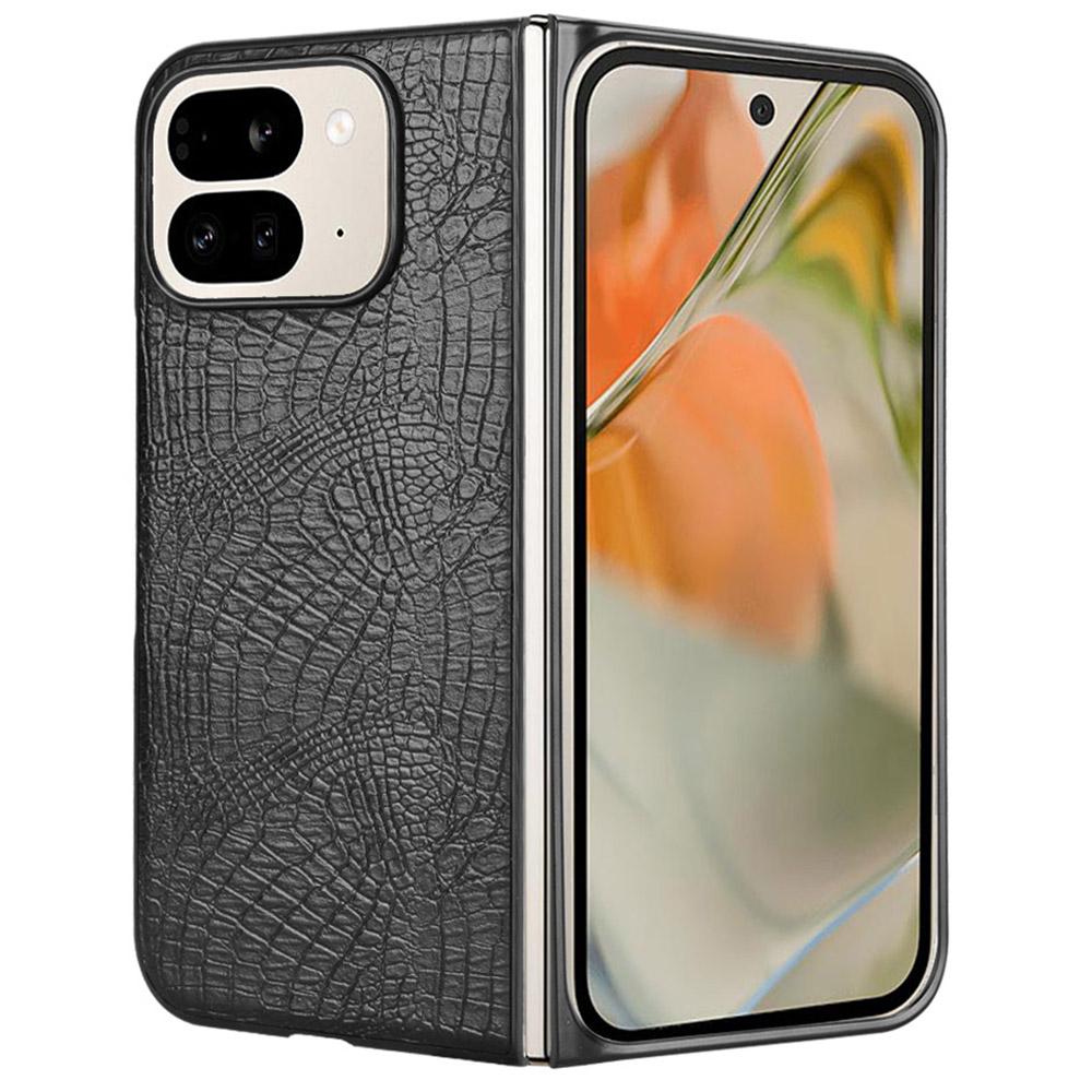 

Для Google Pixel 9 Pro Fold 5G Чехол Кожаный с текстурой крокодила Покрытие Жесткий ПК Чехол для телефона Black
