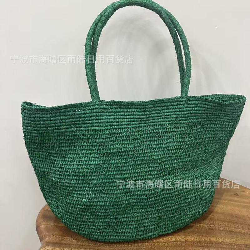 Borsa a mano in rafia intrecciata a mano di grande capacità da donna, estiva, semplice, in paglia, a mano/spalla, borsa da spiaggia