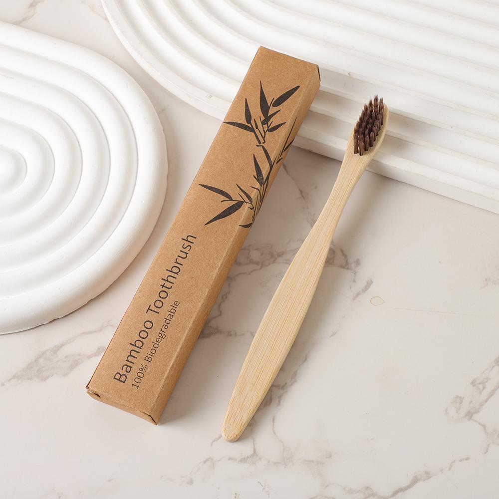 Ready Stock Fast Shipping Custom Kids Soft Natural BPA Free Biodegradable Kraft Box Bamboo Toothbrush