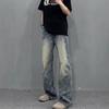 Mens Vintage Washed Denim Jeans Straight Fit Cotton Trousers Fall Casual Wear