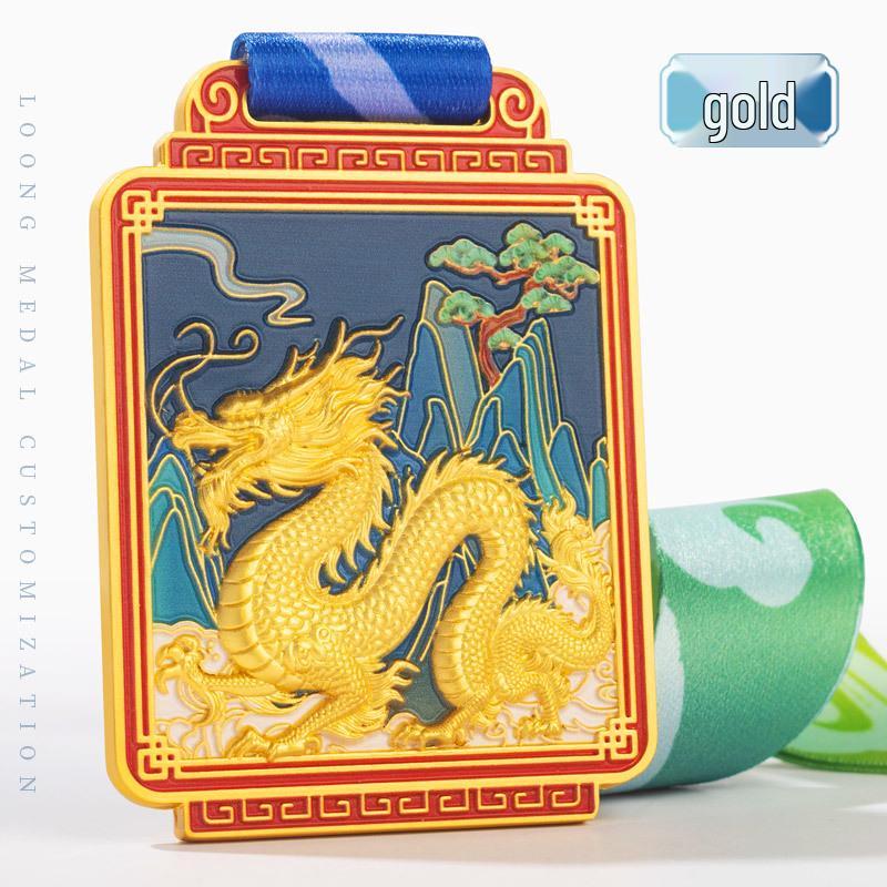 Custom Dragon Award Medals for Martial Arts Champions – Full-Color Gold Medals for Sports Meetings and Marathon Commemorations. золотой