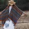 Ethnic Striped Cape: TikTok Trending Versatile Travel Shawl from Tibet & Yunnan - Warm & Stylish