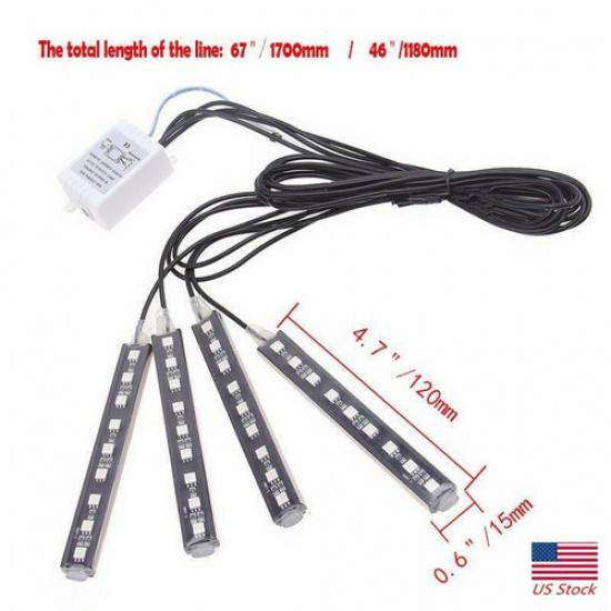 RGB-LED Glow Cars Interior Lamp Under Dash Footwell Seats Inside Lighting