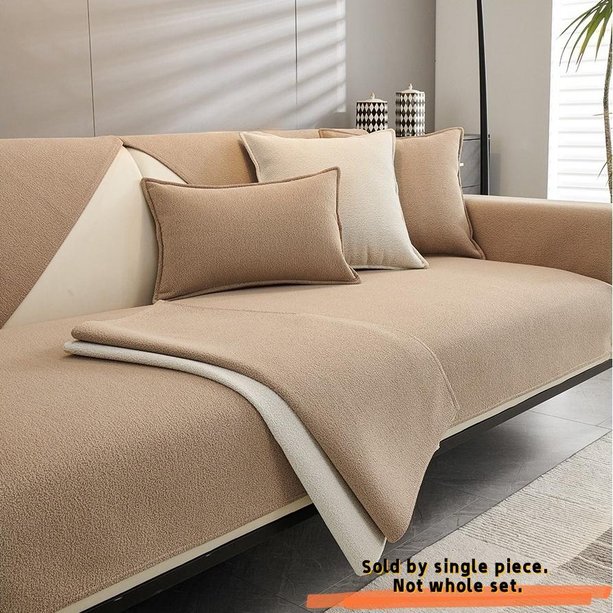 Simplized Solid Teddy Chenille Sofa Cover For Living Room Non-Slip Sofa Cushion Cover Four Seasons Universal Couch Protector