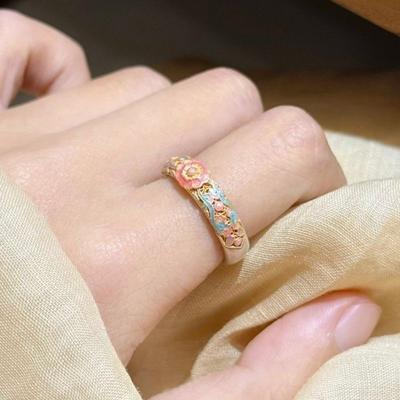 Anillo Clásico para Mujer Pulsera Tradicional China de Cloisonné Pulsera de Esmalte de Moda Mujer