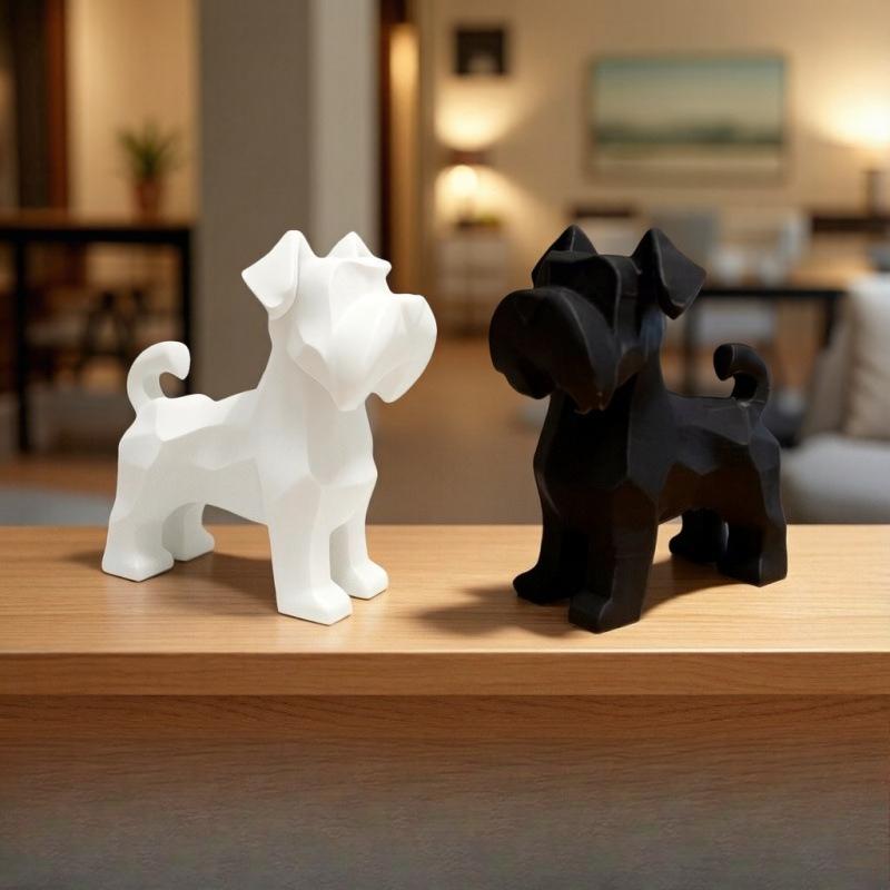 Schnauzer Dogs Figurines 3D Printed Resin Dogs Statue Minimalist Ornaments Home Decor for Living Room Bedroom Office Pets Gifts