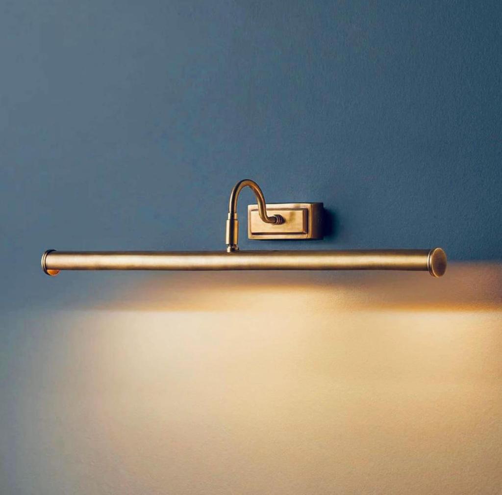 Lampada da Parete in Ottone Vintage Lampada da Quadro Mid-Century