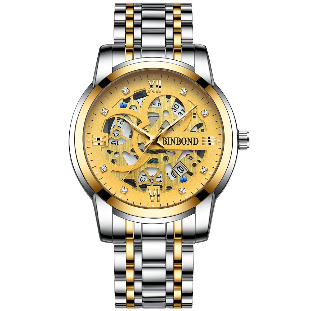 2025 new fully automatic non-mechanical watch men's waterproof calendar luminous tourbillon trend men's hollow design