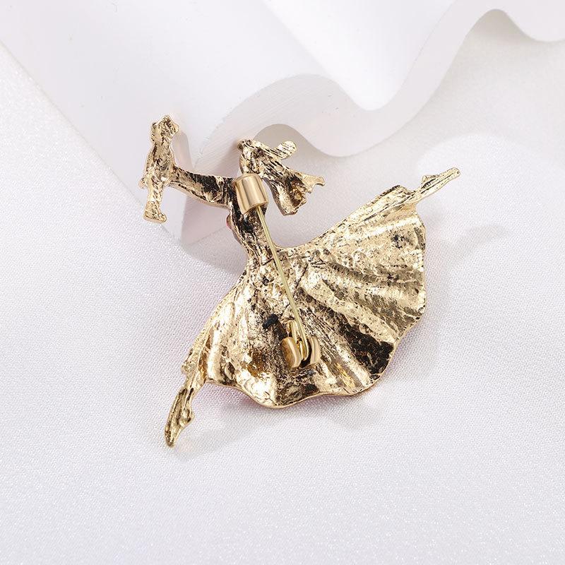 Diamond Ballerina Brooch Pin Rhinestone Creative Hold Little Girl Gymnastics Character Brooch