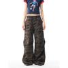 Vintage Camo Cargo Jeans Women Loose Straight Leg Casual Wide Pants Streetwear