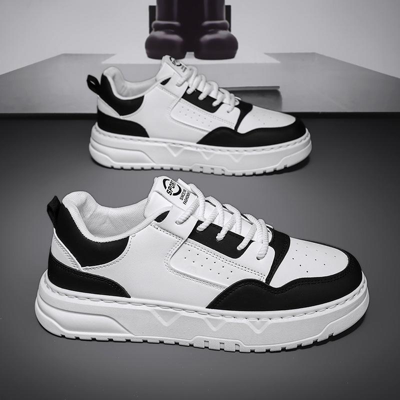 Men's shoes spring and summer fashion trend versatile leather platform white shoes men's youth casual sports board shoes