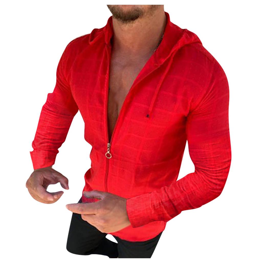 Men's Long Sleeved One-piece Zipper Solid Color T-shirt