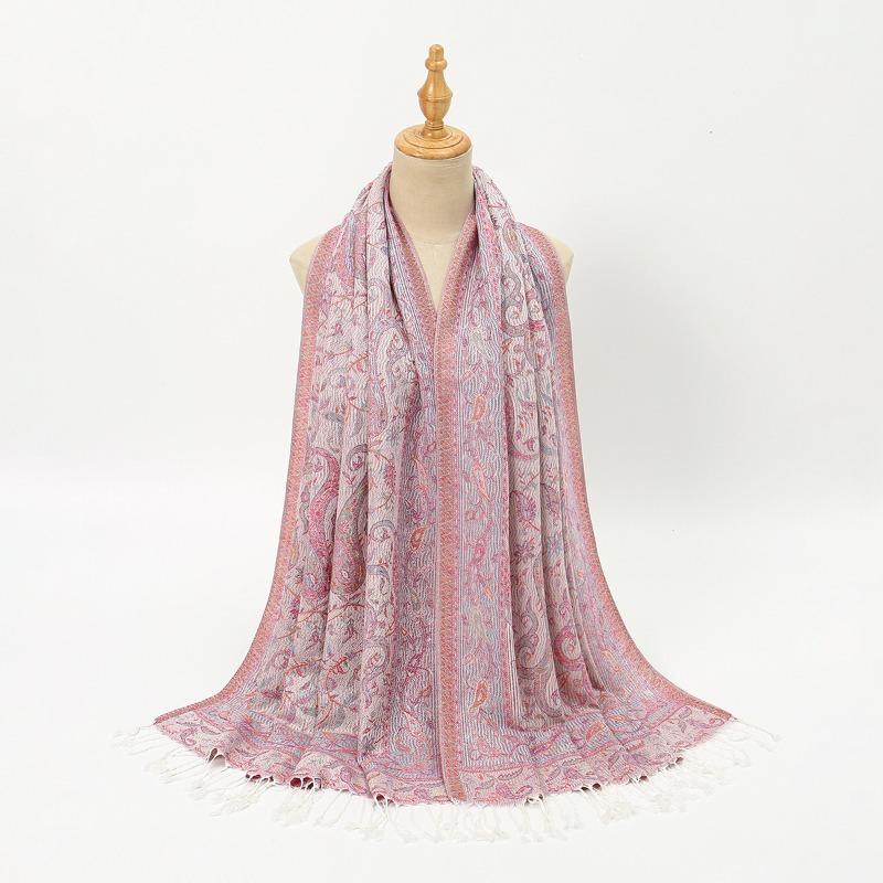 

Fashion Cashew Jacquard Tassel Polyester Long Towel Versatile Ladies Outer Warm Travel Shawl Scarf 178*70cm