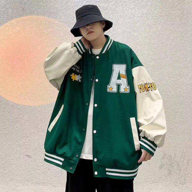 Men's Trendy Contrast Color Baseball Jacket - Autumn 2023
