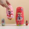 Smooth Girls Russian Doll 5Pcs/Set Puppy Nesting Dolls Wooden Stacking Dolls  Brithday Gifts