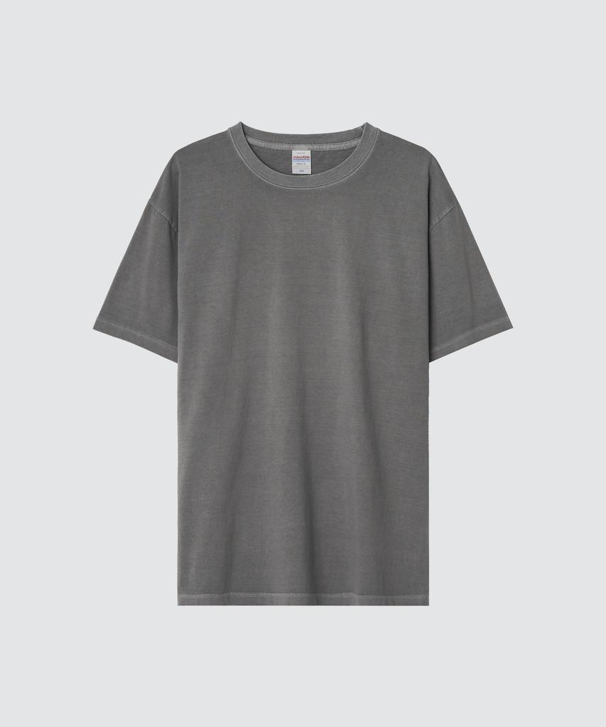 Yunaitideuaeseul 17-Count Cotton Pigment Dyed Short Sleeve T-Shirt_Charcoal