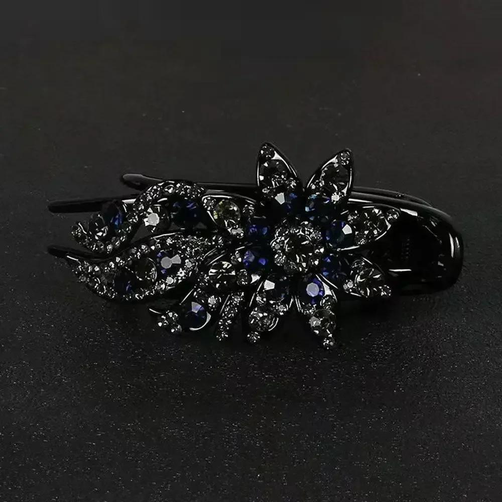Shiny Rhinestone Hairpin Flower Leaf Duckbill Hair Claws Retro Hair Clips Accessories For Women Shinning Ponytail Headwear