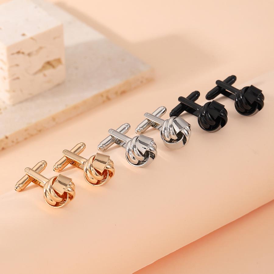 Men's Business Shirt Cufflinks - Smooth Hollow Cable Knit Sleeve Style