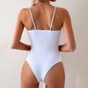 Solid Color One-piece Swimsuit Female Feel Tight Hollow Metal Five-star Women's