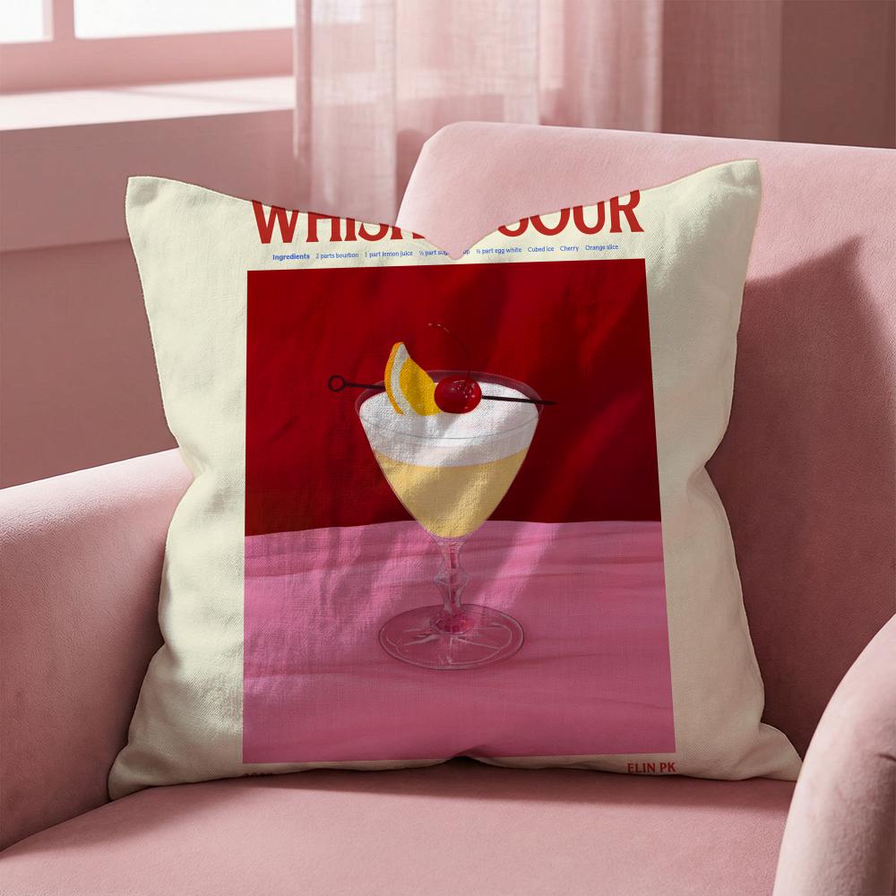 Whiskey Sour Cocktail Cushion Cover Multi-Scene Pillow Cover for Home & Car - Reversible, Soft & Durable for Daily Use