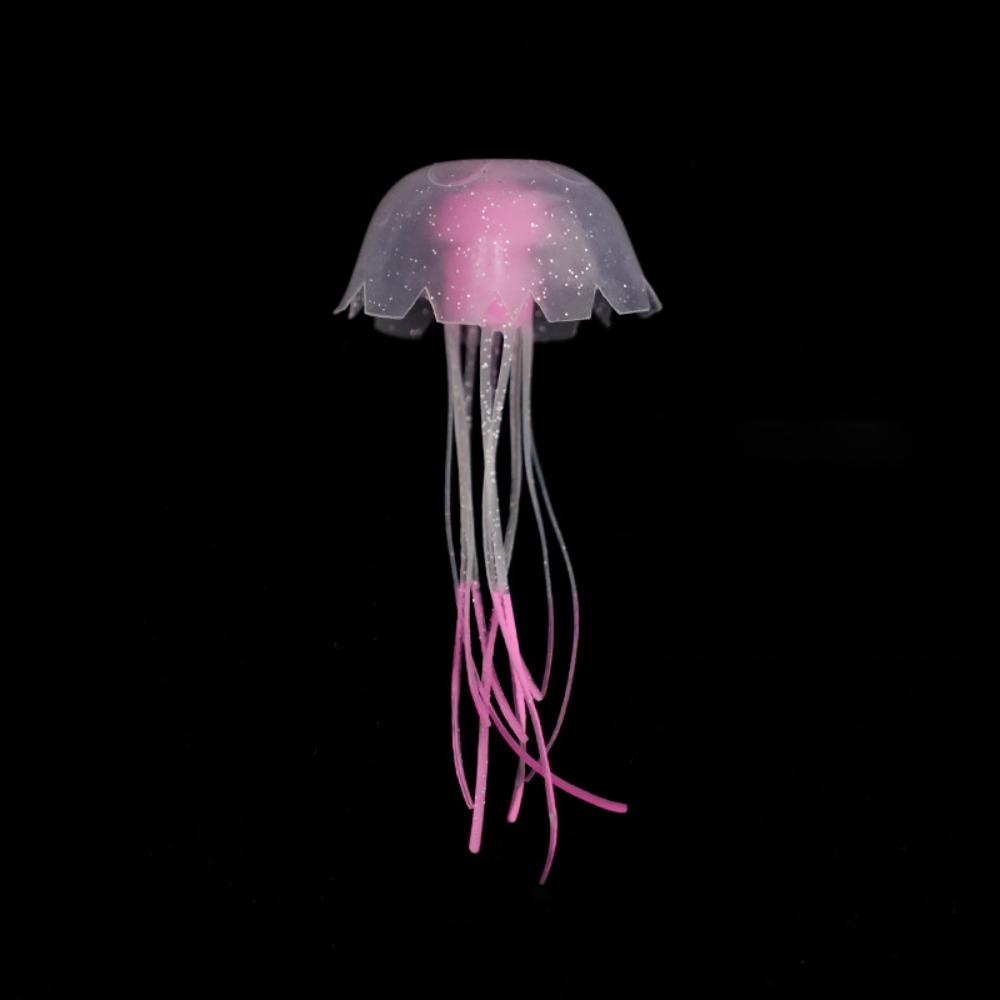 Glowing Simulated Jellyfish Fluorescent Fish Tank Ornament  Fish Tank Use Pink A