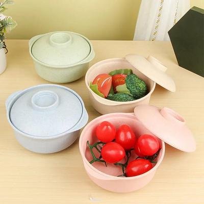 1PC Mini Wheat Straw Material Instant Noodle Bowls Hot Lids Bowls Healthy With Students Rice Bowl Container Food Tableware