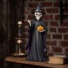 Cute Desktop Decoration Vintage Halloween Wooden Figurine, Rustic Witch Zombie Cat Owl Frog Tabletop Home Shelf Accents Ornament, Farmhouse