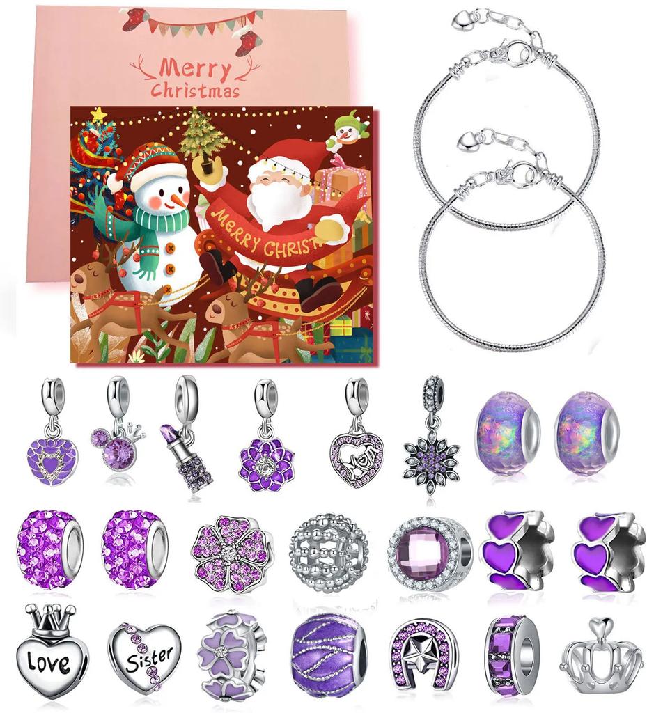 Advent Calendar 2025 Girls Charm Bracelets Making Kit For Kids Xmas Countdown Calendars Jewelry For Toddler Kids Teens Girls