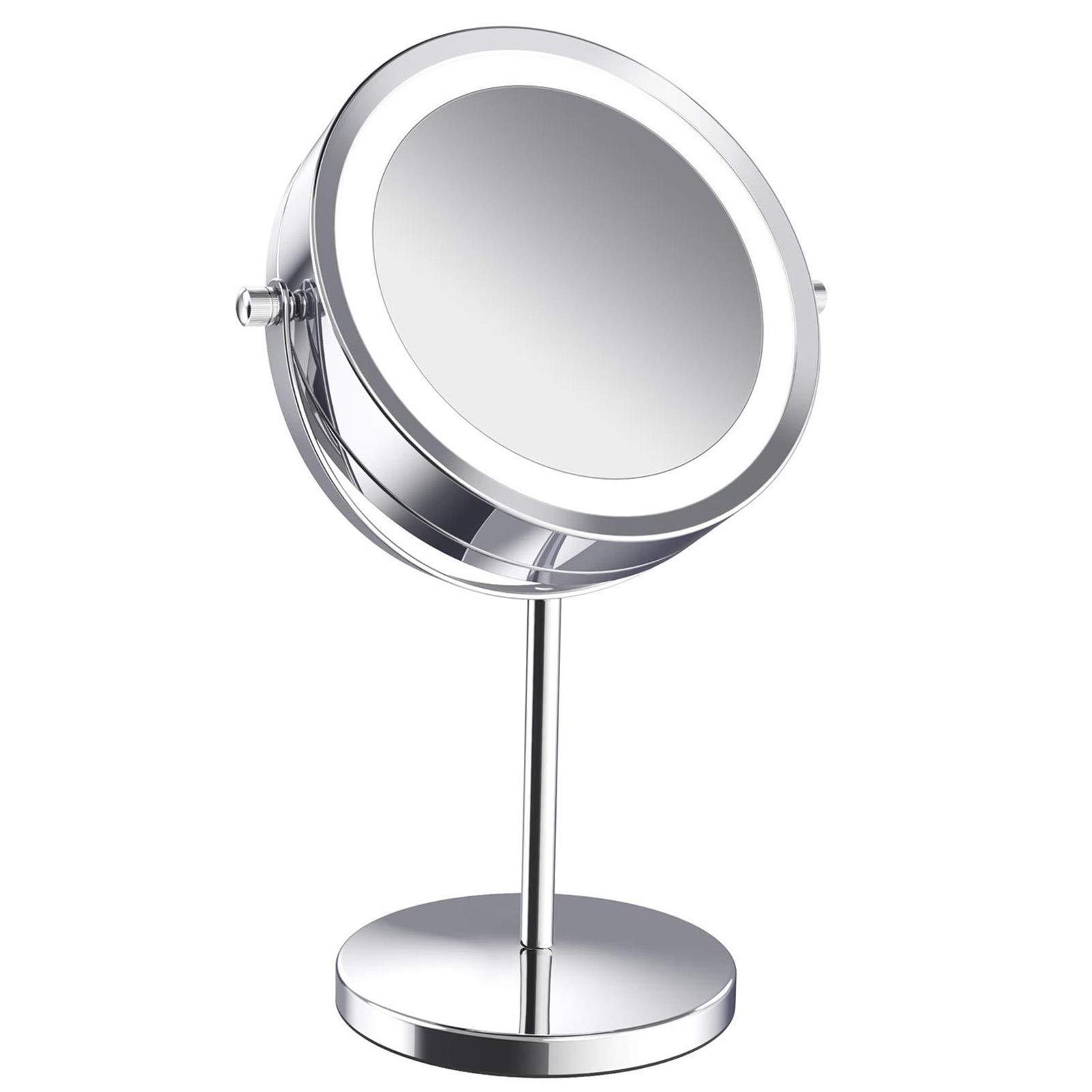 

Косметическое зеркало с подсветкой LED Двустороннее 5-кратное увеличение Вращение на 360 градусов Зеркало для макияжа Обычный тип