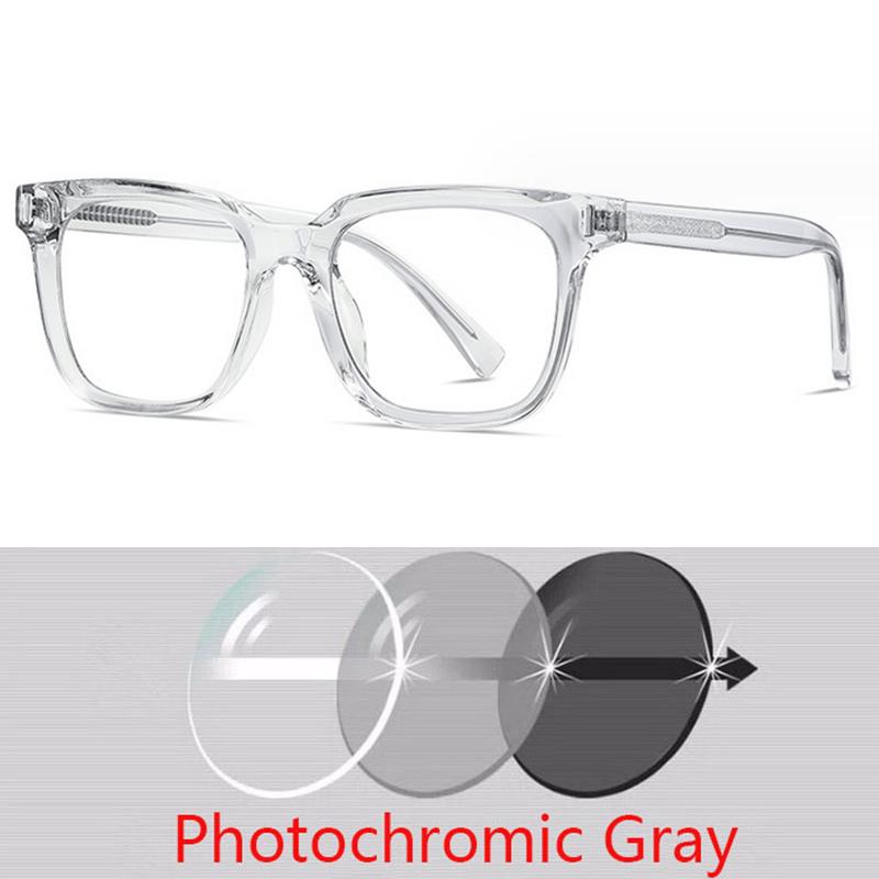 Square Photochromic Glasses Men Women Myopia Eyeglasses Students Short Sight Eyewear 0 -0.5 -1 -1.25 -1.5 -1.75 -2.0 To -6