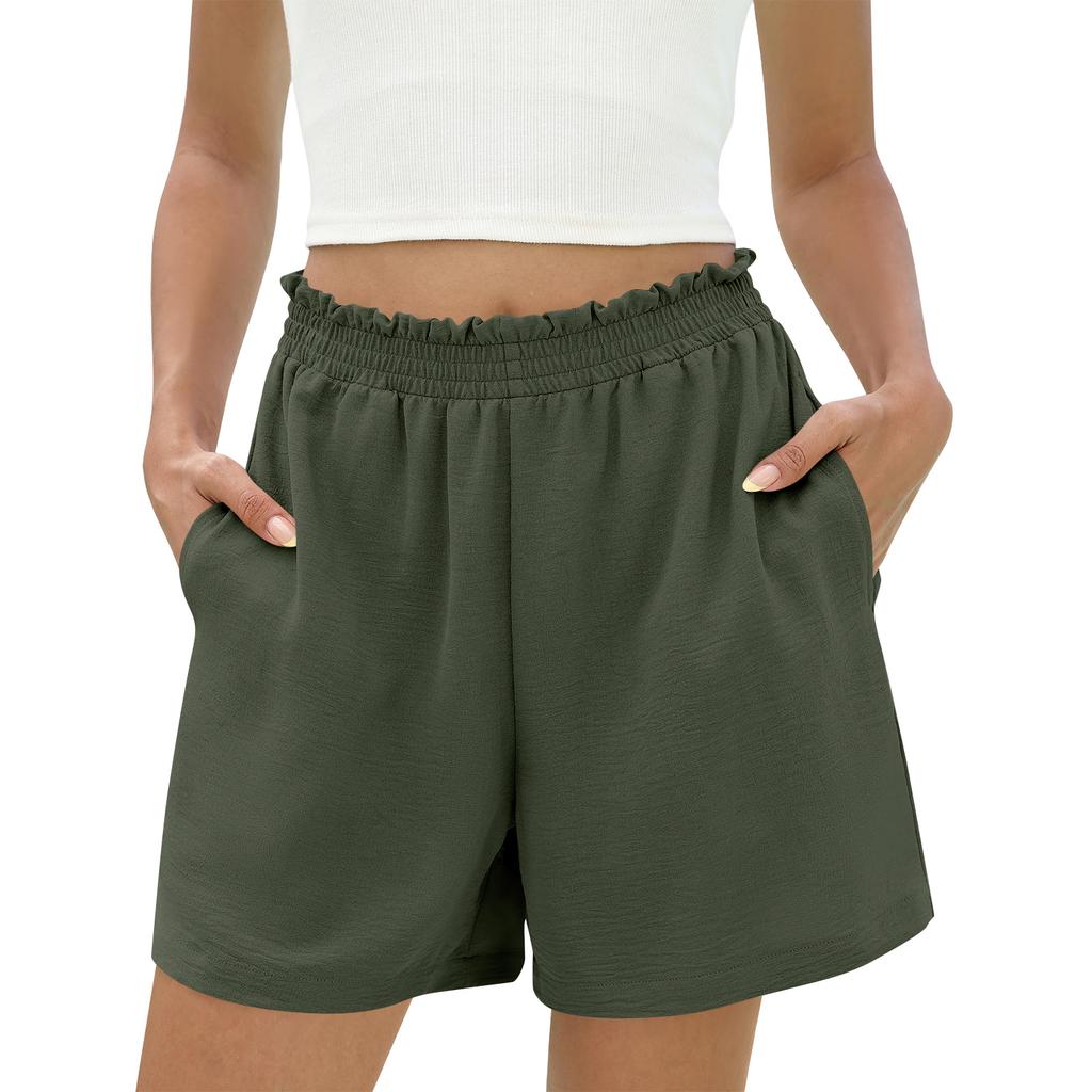 Shorts For Women Casual Summer High Waisted Wide Leg Beach Vacation Shorts With Pockets