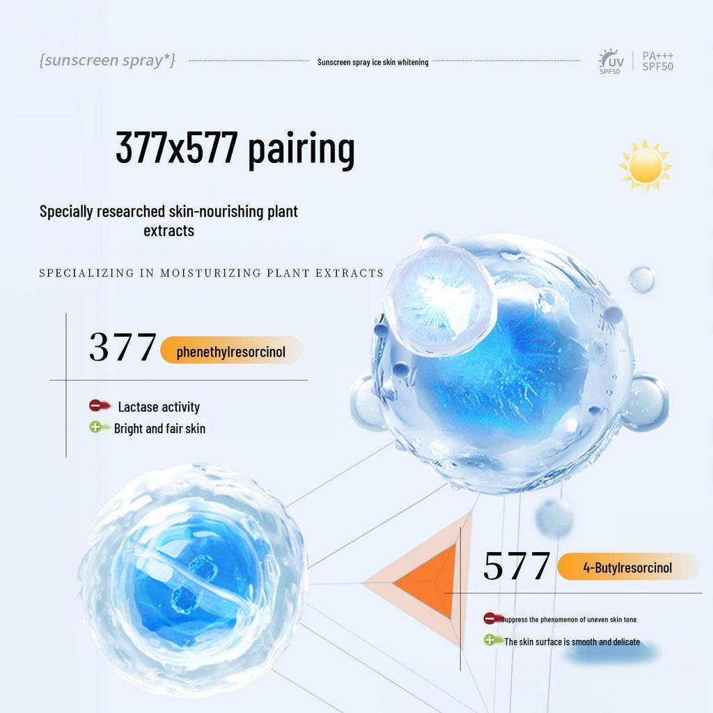 Geyi 377 Whitening UV Protection Sunscreen Spray - Waterproof & Sweatproof for Body and Face