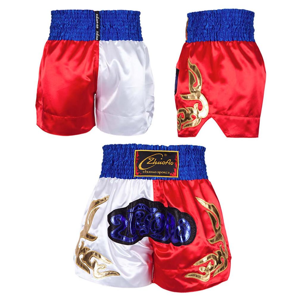 Kids Boy Color Block Patchwork Boxing Shorts Wide Elastic Waistband Side Slit Training Shorts