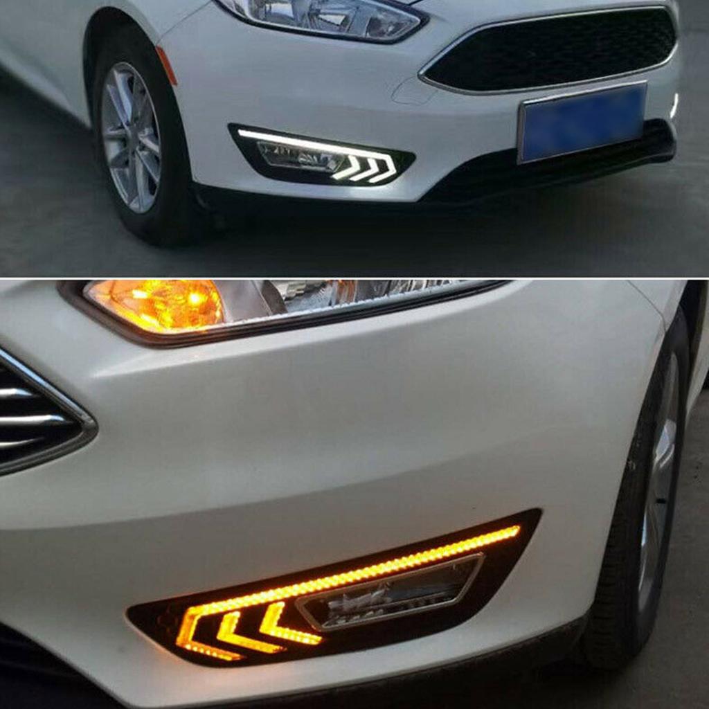 Car LED DRL Daytime Running Light 2 Colors Bright Lamp Fit for Ford Focus MK3 2015? 2018