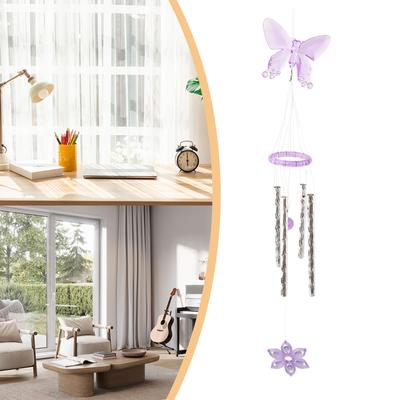 1pc Carillon Éolien Papillon Carillons Éoliens Porte 40cm Tubes en Métal Plastique Décoration Maison Cour Jardin Décor de Pièce