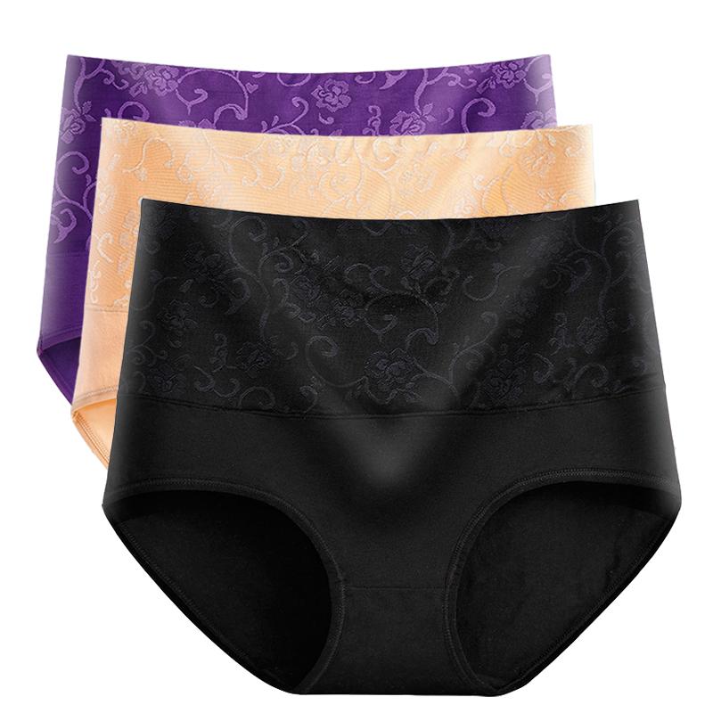 Braguitas M-5XL para Mujer Ropa Interior Abdominal de Cintura Alta Algodón Calzoncillos Sin Costuras Chica Talla Grande Ropa Interior Íntima Femenina 3 Piezas/Lote