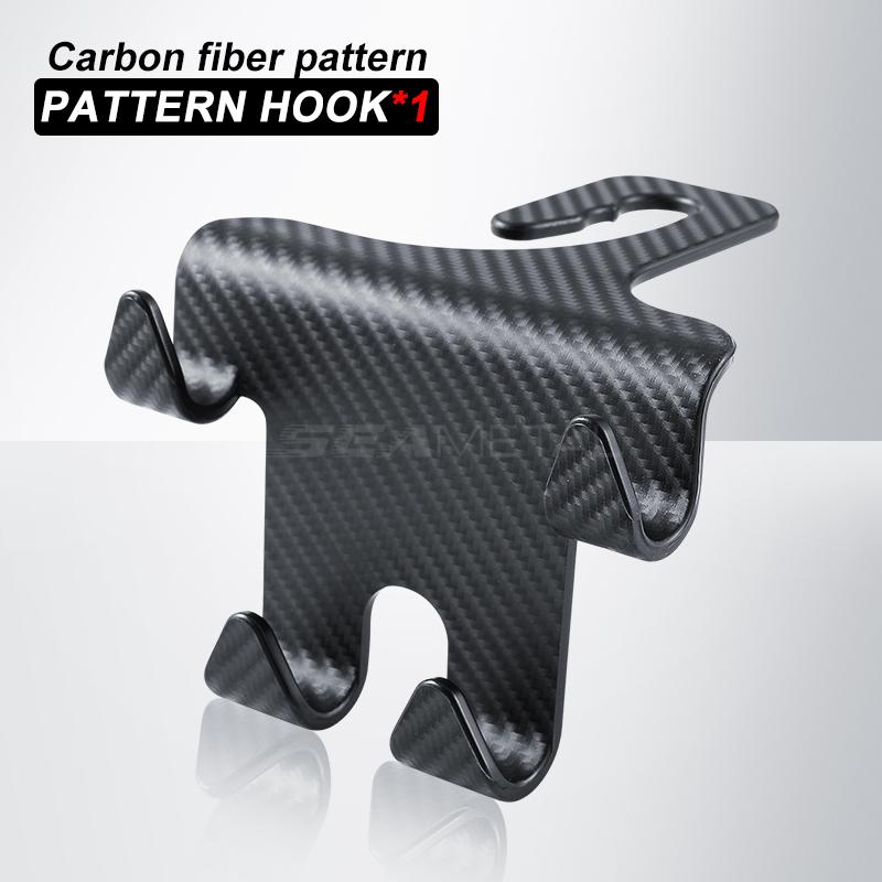 SEAMETAL Multifunctional Car Hook Headrest Seat Back Hanging Hook Carbon Fiber Decoration Large Load-Bearing Hanger for Rear Row