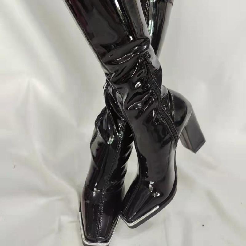 Fashion Women Boots Halloween Party Elegant Fashion Comfy High Heeled Boot Lady Soft Leather Long Boots Elegant Knight Boots Botas Mujer