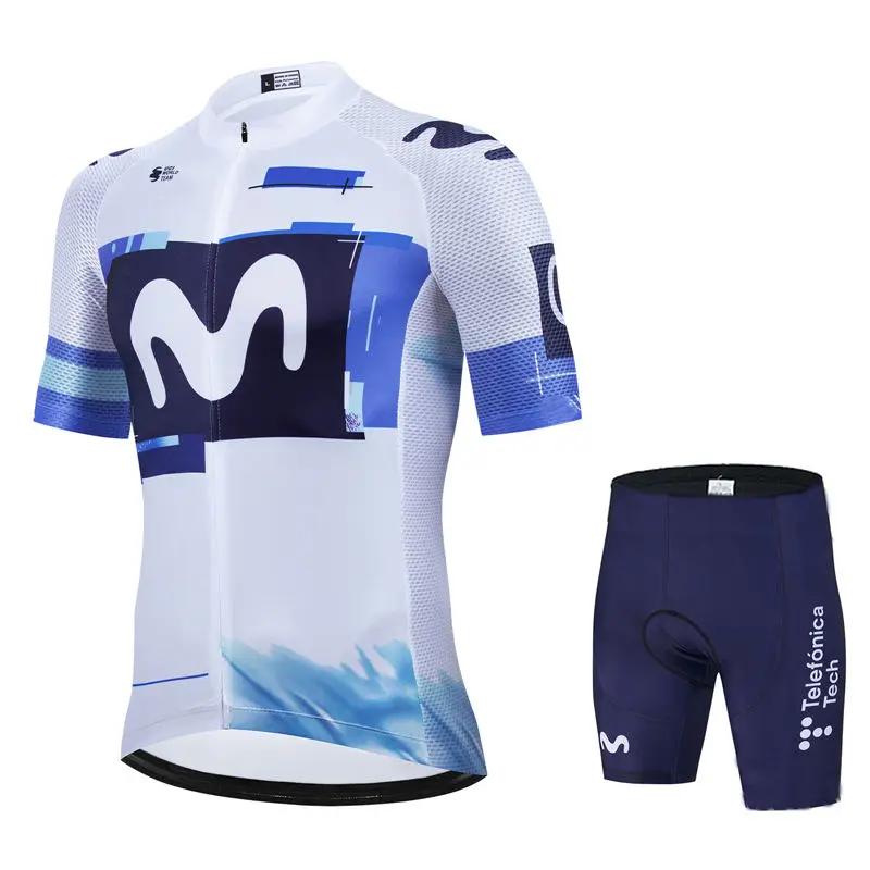 Movistar Pro Team Summer Cycling Jersey Suit Men's Breathable Mountain Bicycle Clothing Set Bike Mountain Maillot Ropa Ciclismo