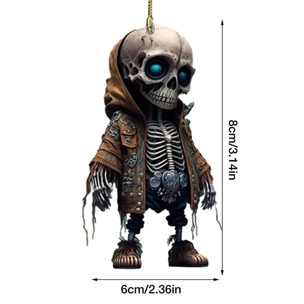 2025 New Cool Skeleton Figurines Halloween Black Skull Statue Doll Resin Decoration Car Pendant Best Present for Friends