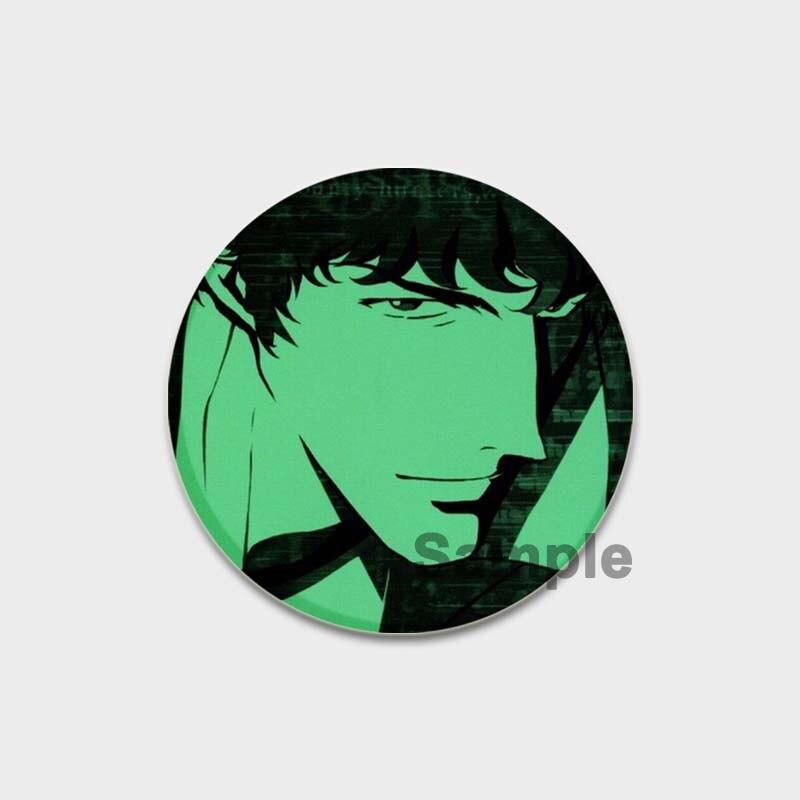 

58 мм булавки с персонажами ковбоя бибопа, модные ювелирные аксессуары, броши в стиле аниме 90-х годов для рюкзака, 58 мм, круглые мультяшные значки, ткань, декор для шляпы