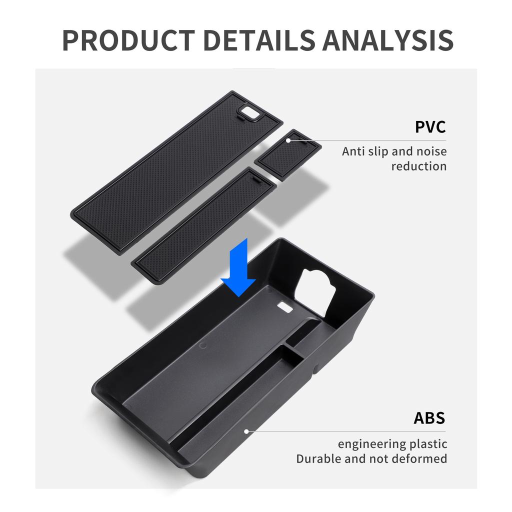 Center Console Armrest Storage Box for Toyota Camry 2025 Car Tray Organizers Accessories Tidying Black