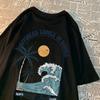 Happiness Comes In Waves Printing Unisex Unisex Clothes Fashion Loose Tops Creativity Casual T Shirt Pattern Loose Tshirts Couple